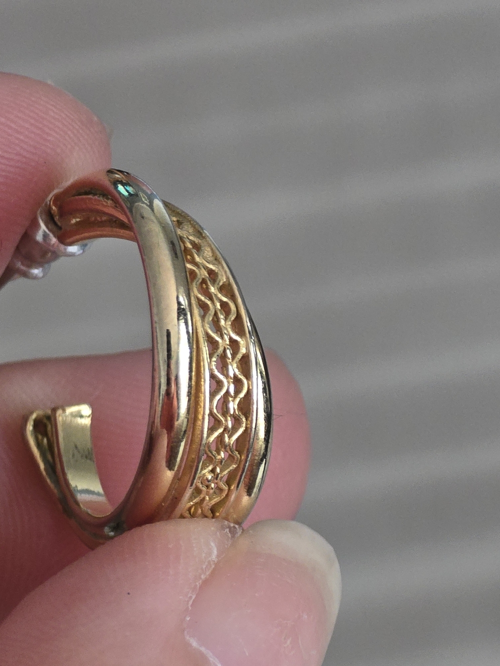Gold Braided Detail Half Hoop Earrings - Women's Jewelry - Picture 9 of 9
